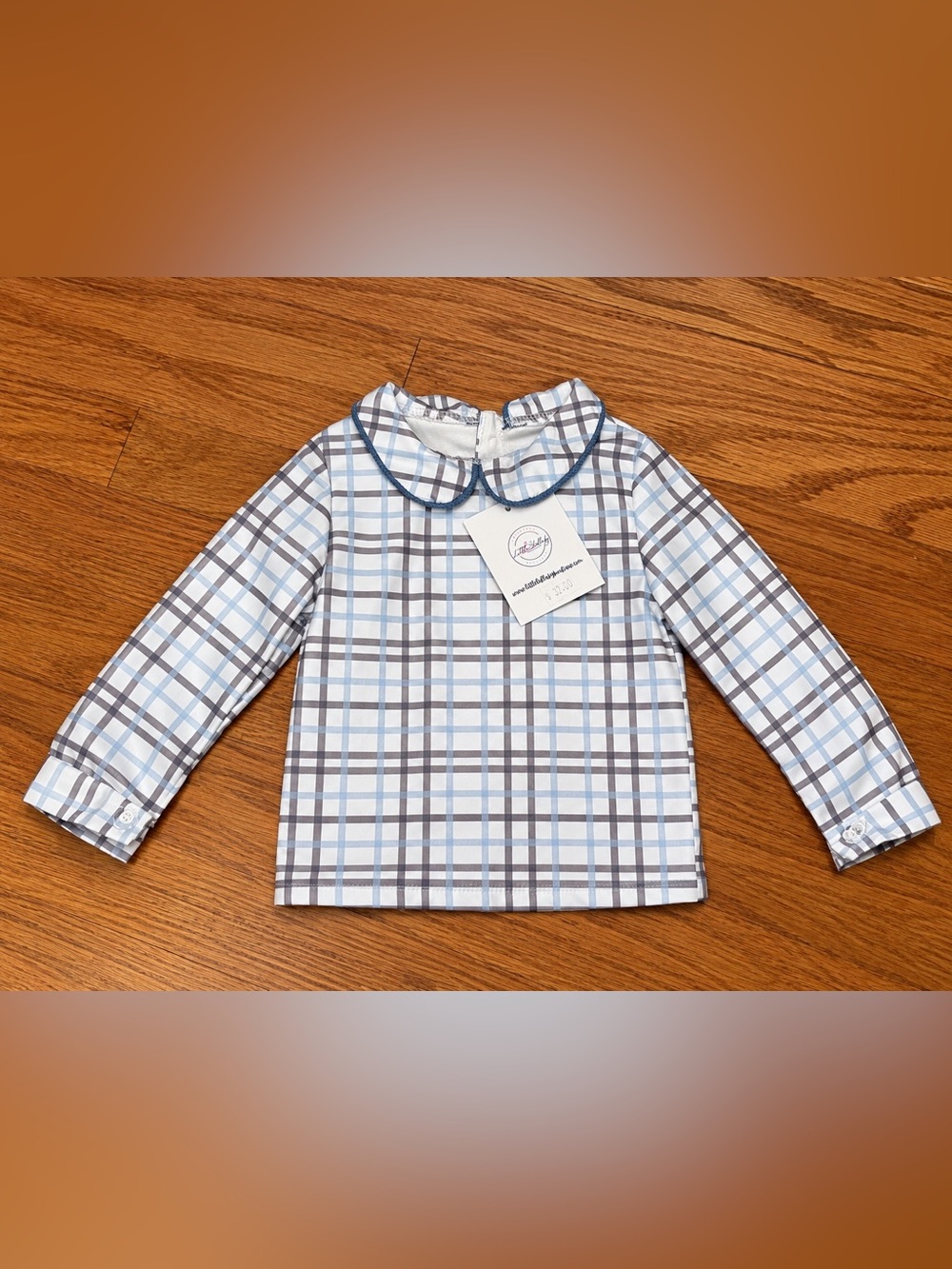 Little Lullaby Baby Plaid Peter Pan Collar Shirt Size 6M NWT